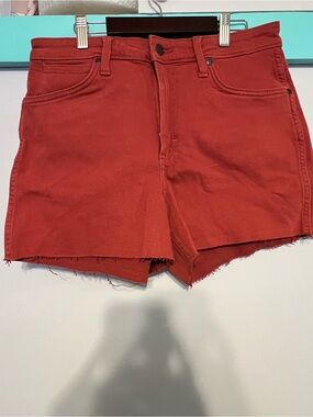 Wrangler Rust Red High-Rise Cutoff Jean Shorts
